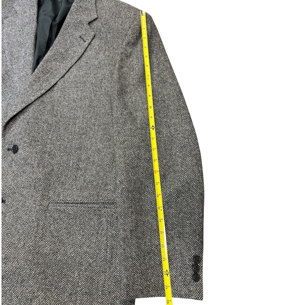 Town Craft Men's Tweed Sport Coat Blazer Two Button Gray Herringbone 46L - Picture 3 of 12